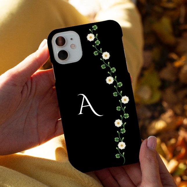 Coques Case-Mate iPhone Élégant monogramme de marguerite florale (Elegant Floral Daisy Monogram Case-Mate iPhone Case)