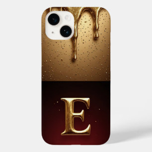 Coque Pour iPhone 14 💎 Élégant Monogramme E Pailleté Luxe qui Dégoulin