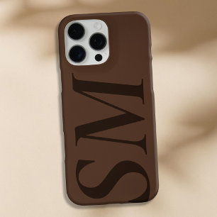 Coques iPhone 16 Pro Max Élégant Monogramme initial Brown Bold