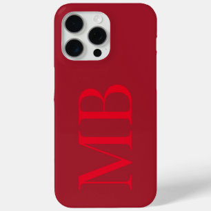 Coque iPhone 15 Pro Max Élégant Monogramme initial minimaliste rouge