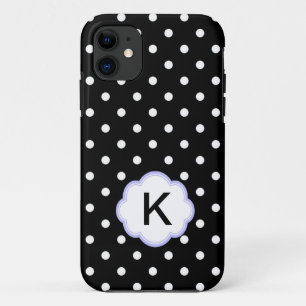 Case-Mate iPhone Case Élégant monogramme pois noir et blanc