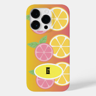 Coque Pour iPhone 14 Pro Élégant Monogramme rose et jaune