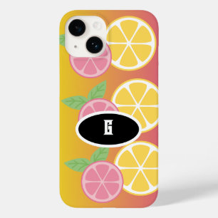 Coque Pour iPhone 14 Élégant Monogramme rose et jaune