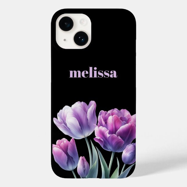 Coques Case-Mate iPhone Élégant monogramme violet personnalisé (Verso)
