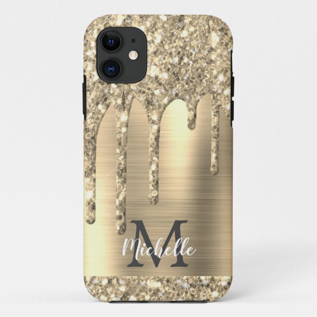 Coques Case-Mate iPhone Elégant Monogrammed Gold Parties scintillant Drive (Dos)