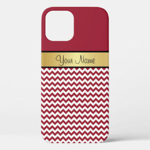 Coques Pour iPhone Élégant Motif Chevron rouge et blanc épicé, Nom