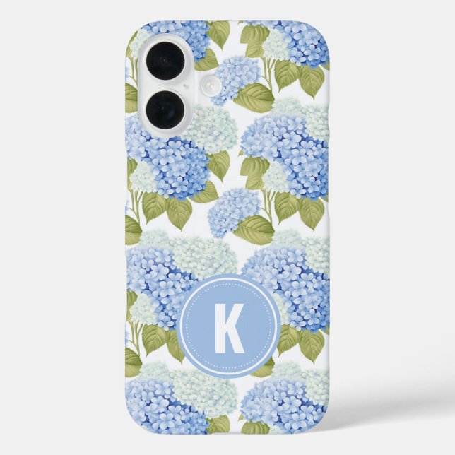Coques Case-Mate iPhone Élégant Motif de fleurs d'hydragea bleu (Verso)
