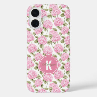 Coques iPhone 16 Élégant Motif de fleurs d'hydragea rose