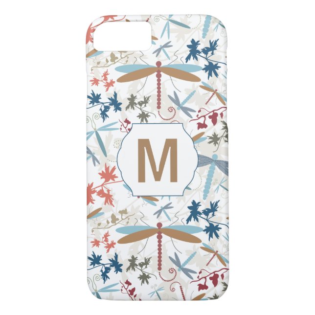 Coques Case-Mate iPhone Élégant Motif de libellule Monogram (Dos)