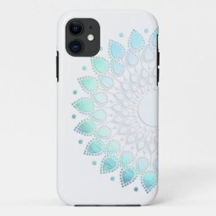 Coques Pour iPhone Élégant Motif Fleur Vert Bleu Clair
