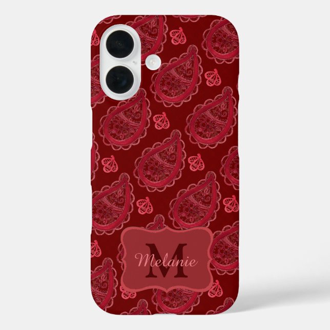 Coques Case-Mate iPhone Élégant Motif Ornate Burgundy (Verso)
