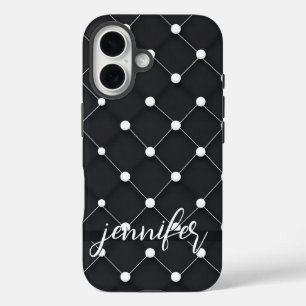 Coques iPhone 16 Élégant Motif pointillé noir et blanc