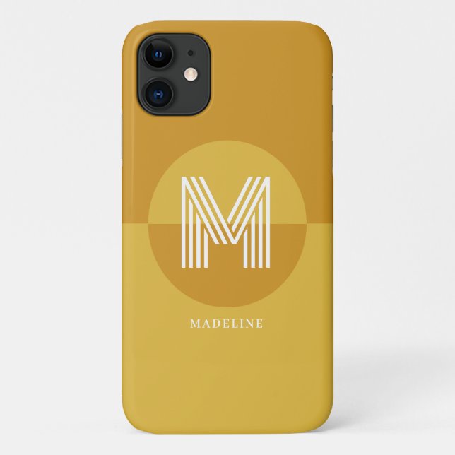 Coques Case-Mate iPhone Élégant moutarde jaune géométrique Monogramme mode (Dos)