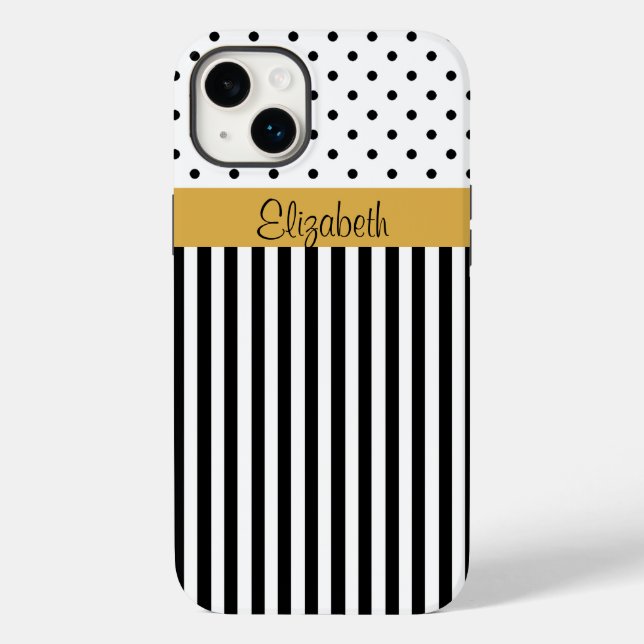 Coques Case-Mate iPhone Elégant noir et blanc - Grilles et Pois (Verso)