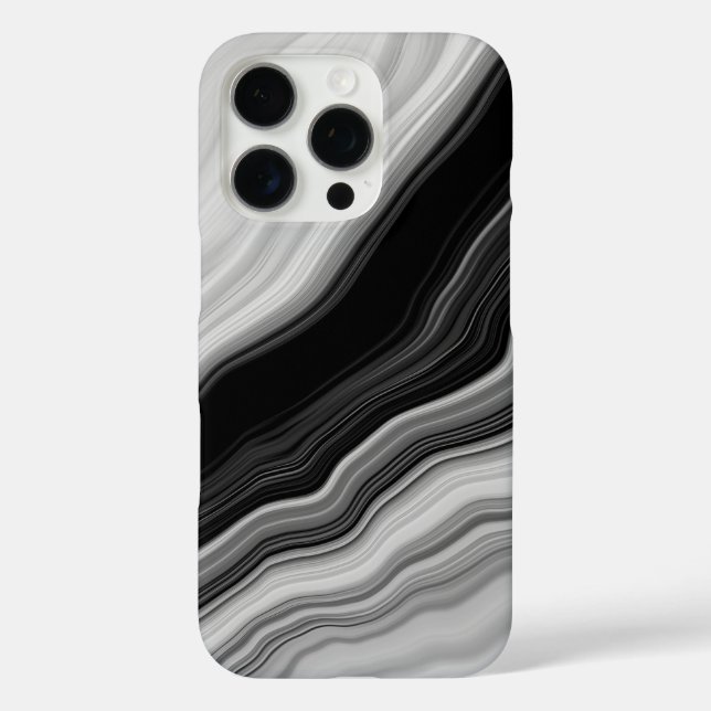 Coques Case-Mate iPhone Élégant noir et Marbre blanc  Motif (Verso)