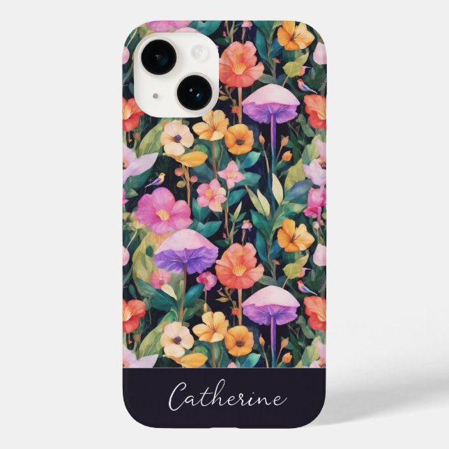 Coques Case-Mate iPhone Élégant nom de champignon de fleurs sauvages moder (Verso)