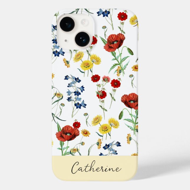 Coques Case-Mate iPhone Élégant nom Fleur sauvage moderne sur blanc (Verso)