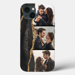 Case-Mate iPhone Case Élégant Noms de Collage de 3 Photos Agate Noir Or