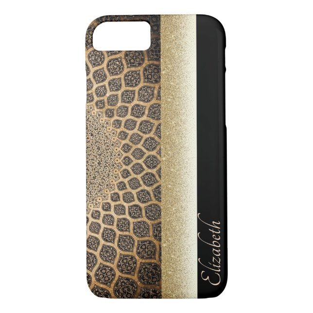 Coques Case-Mate iPhone Elégant or Arabesque, Parties scintillant, Black-P (Dos)