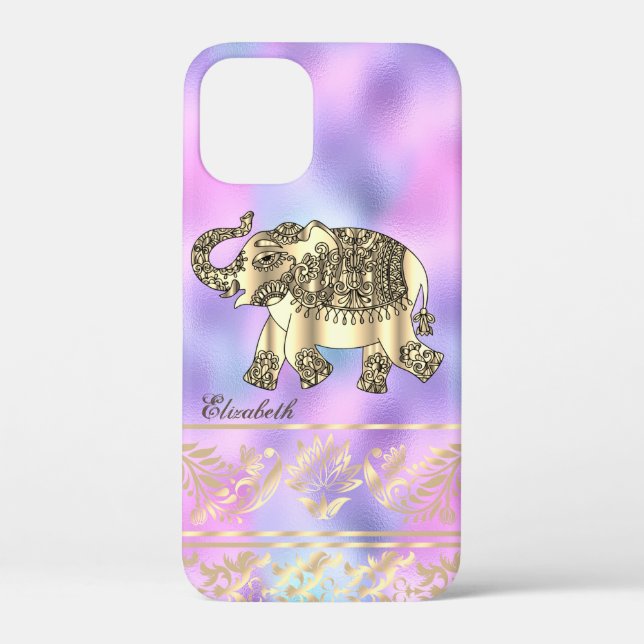 Coques Case-Mate iPhone Elégant or floral, Eléphant, Holographique (Verso)