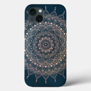 Case-Mate iPhone Case Elégant or Rose sur le Henné Floral Turquoise Mand