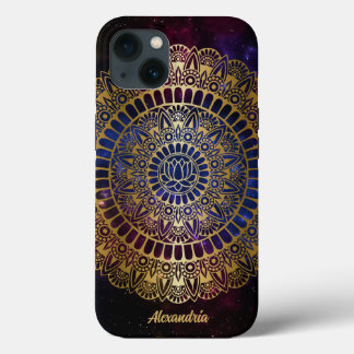 Case-Mate iPhone Case Elégant or sur Nebula noire Lotus Henna Mandala