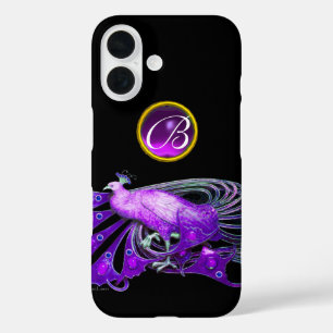 COQUES iPhone 16 ÉLÉGANT PAPIER EN PURPLE, MONOGRAMME AMÉTHYSTE