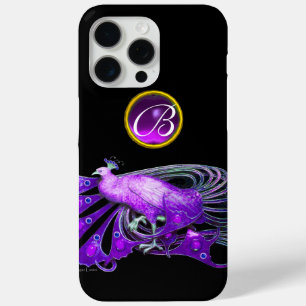 COQUE iPhone 15 PRO MAX ÉLÉGANT PAPIER EN PURPLE, MONOGRAMME AMÉTHYSTE