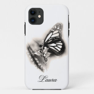 Coques Pour iPhone Élégant Papillon personnalisé noir et blanc