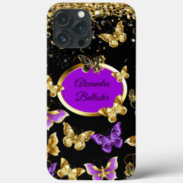 Case-Mate iPhone Case Élégant Papillon pourpre Gold Confetti Noir