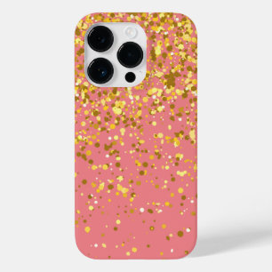 Coque Pour iPhone 14 Pro Élégant Parties scintillant chic Gold Pink iPhone