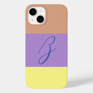 Coque Pour iPhone 14 Élégant Pastel Colorblock Monogramme Lettre initia