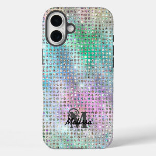 Coques iPhone 16 Plus Élégant Pastel Diamond Monogramme Motif Studé
