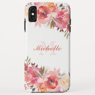 Case-Mate iPhone Case Élégant Pastel Rose Peach Rose Monogramme floral