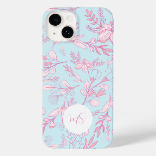 Coque Pour iPhone 14 Élégant Pink Blue Floral Apple Samsung Téléphone C
