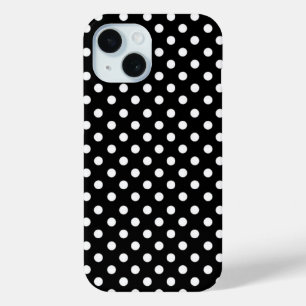 Coque Pour iPhone 15 Élégant pois noir blanc