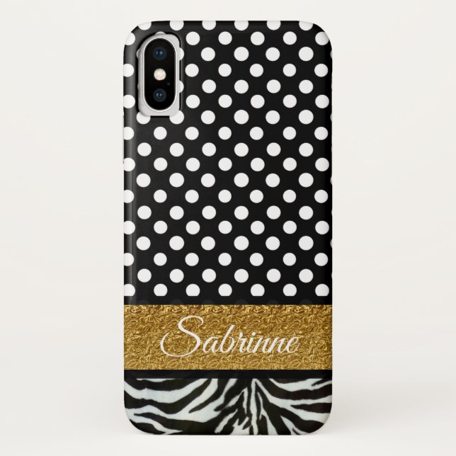 Coques Case-Mate iPhone Élégant Pois Zebra Pattern (Dos)