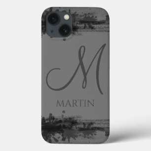 Case-Mate iPhone Case Élégant professionnel gris et noir Monogramme