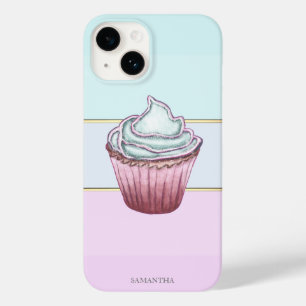 Coque Pour iPhone 14 Élégant rayé moderne, Cupcake