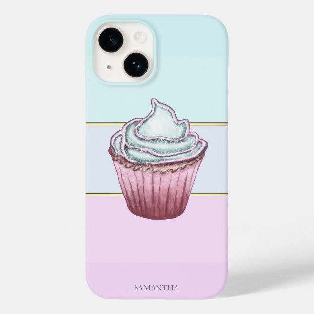 Coques Case-Mate iPhone Élégant rayé moderne, Cupcake (Verso)