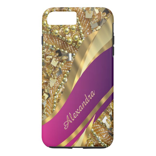 Coques Case-Mate iPhone Elégant, rose et or personnalisé (Dos)