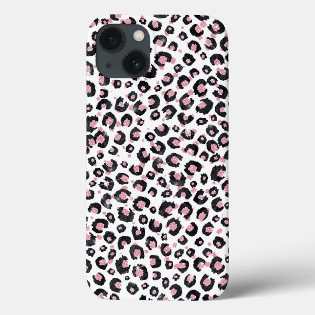 Coques Case-Mate iPhone Élégant Rose Léopard Noir Motif (Verso)