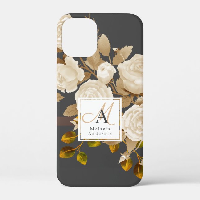 Coques Case-Mate iPhone Élégant Rose Monogram Grey (Verso)