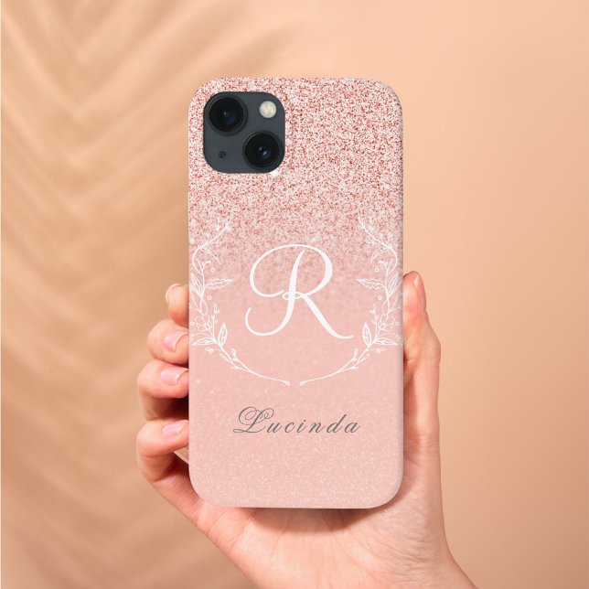 Coques Case-Mate iPhone Élégant Rose Parties scintillant or Monogramme (Créateur téléchargé)