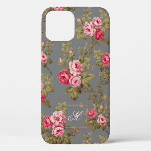 Case-Mate iPhone Case Élégant Rose Vintage avec Arrière - plan Monogram-