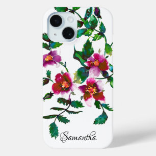 Coque Pour iPhone 15 Élégant roses floraux de magenta rose