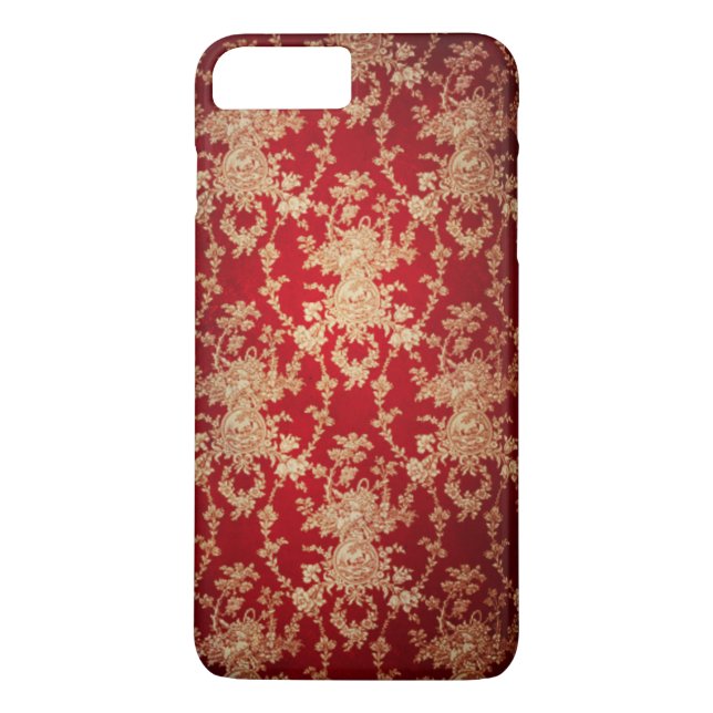 Coques Case-Mate iPhone Élégant rouge et or floral Damask (Dos)