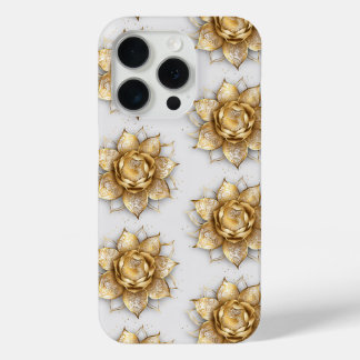 Coque iPhone 15 Pro Élégant Rouge Rose Or #1