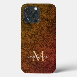 Case-Mate iPhone Case Élégant Rust Orange Or Floral Script Monogramme