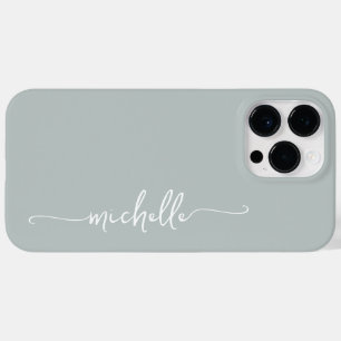 Coque Pour Pour iPhone 14 Pro Max Élégant Sage Green Girly Nom minimal Script